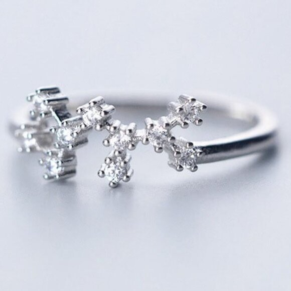😍Zodiac Constellations Sagittarius Silver Size Adjustable Ring For Women, F182 - Picture 5 of 5